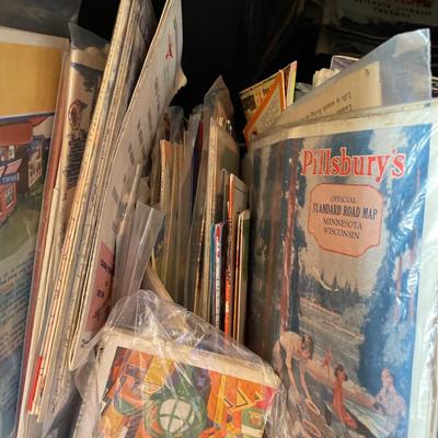 Large tote of vintage travel maps