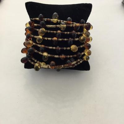 Amber colored glass Wrap bracelet