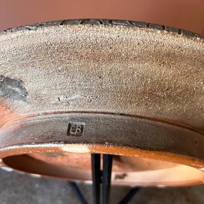Large Handmade Pottery Plate W/Stand (O-RG)