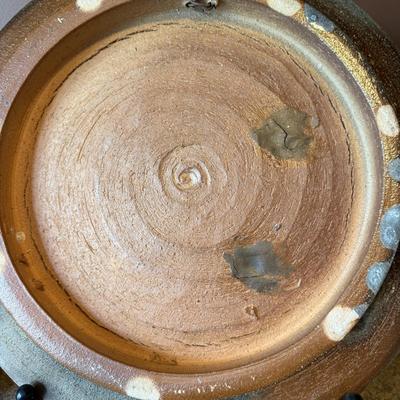 Large Handmade Pottery Plate W/Stand (O-RG)