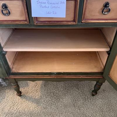 Italian Provincial Style Painted Console Cabinet W/Key (GB2-RG)