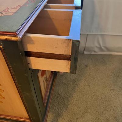 Italian Provincial Style Painted Console Cabinet W/Key (GB2-RG)