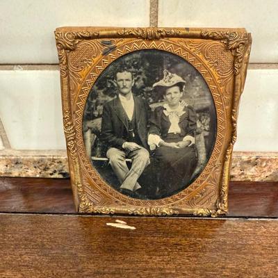 Antique Photo with Embossed Coppertone Frame.