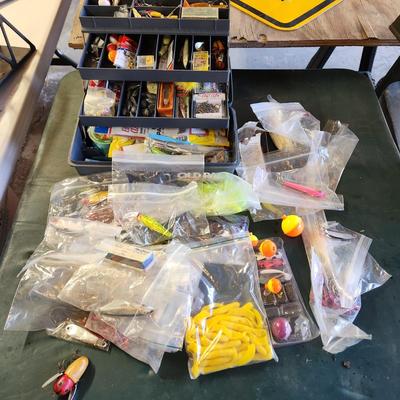 Fishing Tackle Box Loaded with lures , weights, Hooks, Swivels,Rapala J Martini Fish Filet Skinner Knife +++