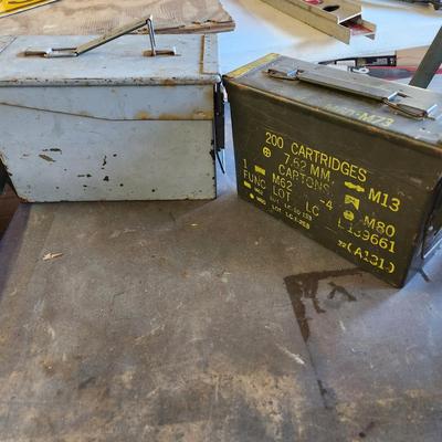 2 Metal Ammo Containers Boxes Military 7.62mm M13 M80