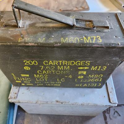 2 Metal Ammo Containers Boxes Military 7.62mm M13 M80