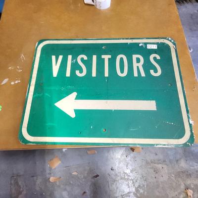 Vintage Green VISTORS Arrow Sign & Blue Arrow Street Sign Man Cave Bar Decor