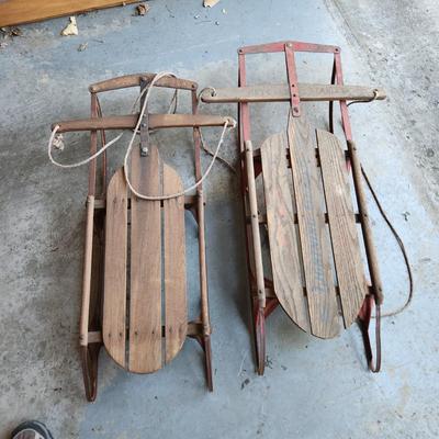 2 Vintage Snow Sleds