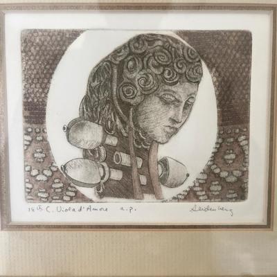 Pencil Signed Art; C. Viola d’Amore (GB1-MG)