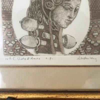 Pencil Signed Art; C. Viola d’Amore (GB1-MG)