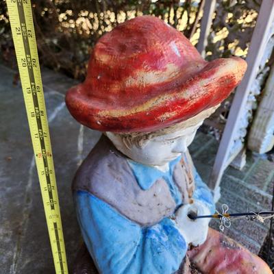 Concrete Boy Fishing Yard Art