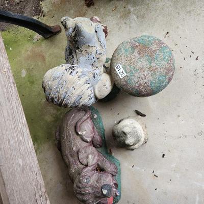 Concrete yard Art Mushroom Dog Frog Squirrel