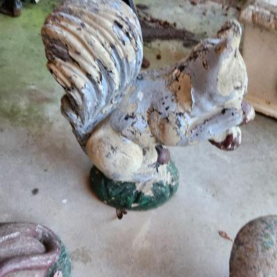 Concrete yard Art Mushroom Dog Frog Squirrel