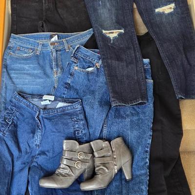 LOT 8B: Assorted Ladies' Jeans Including Jennifer Lopez, & Pair of Boots