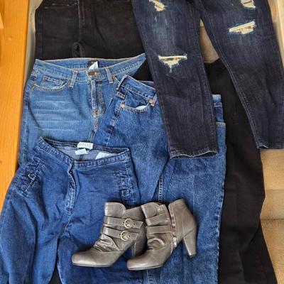 LOT 8B: Assorted Ladies' Jeans Including Jennifer Lopez, & Pair of Boots