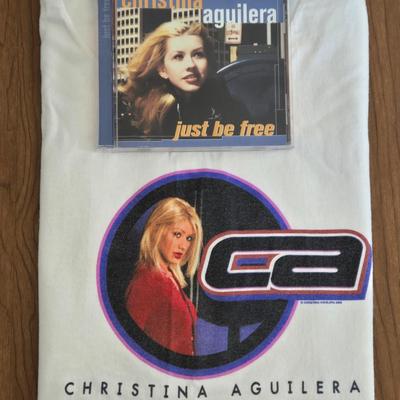 LOT 17B: Y2K Christina Aguilera T-Shirt (M) & Just Be Free CD