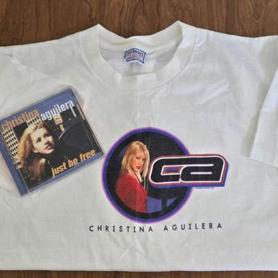LOT 17B: Y2K Christina Aguilera T-Shirt (M) & Just Be Free CD