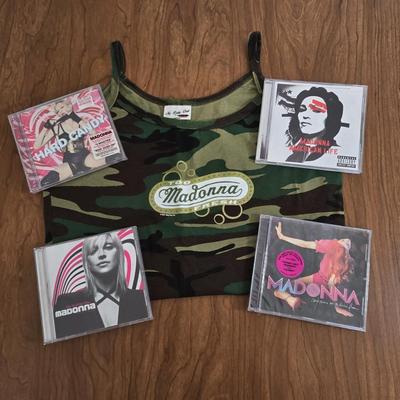 LOT 18B: 2001 Madonna Camo Tank Top & CDs