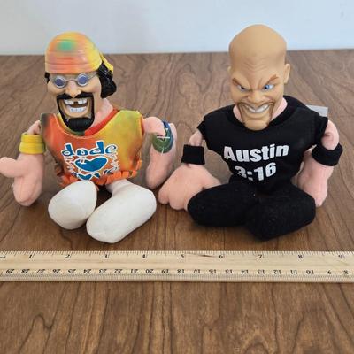 LOT 20B: WWF Folders, Lanyard, Figures, Poster, Flame Belt, & WCW Magazine