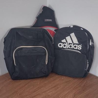 LOT 25B: Vintage Adidas Backpack, Northern Sport Sling Backpack & Bagsmart Laptop Backpack