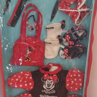 LOT 30B: Sleeping Mickey Sleepy Sounds Bedside Light and Vintage My Disney Girl Minnie Mouse Dress Set