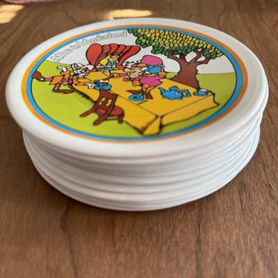 LOT 32B: Vintage Childs Litho Tin Alice in Wonderland Saucers