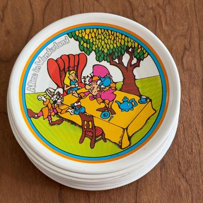 LOT 32B: Vintage Childs Litho Tin Alice in Wonderland Saucers