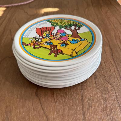 LOT 32B: Vintage Childs Litho Tin Alice in Wonderland Saucers