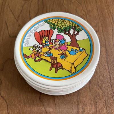 LOT 32B: Vintage Childs Litho Tin Alice in Wonderland Saucers