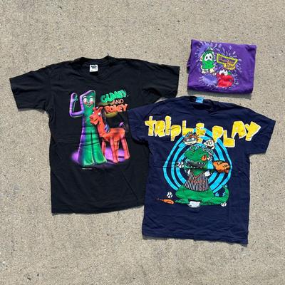 LOT 41B: Vintage Cartoon Character T Shirts - Rugrats, Gumby & Veggie Tales