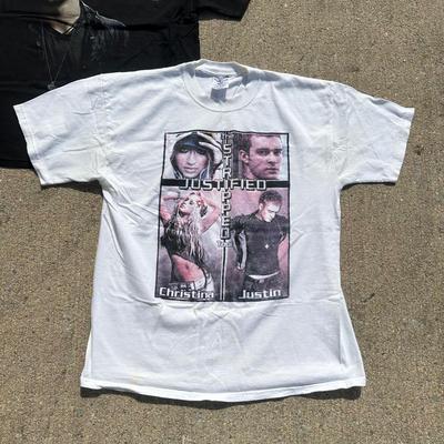 LOT 45B: Vintage Christina Aguilera Stripped Tour And Justin Timberlake Justified Tour T Shirts