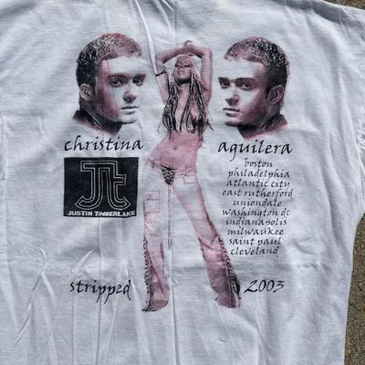 LOT 45B: Vintage Christina Aguilera Stripped Tour And Justin Timberlake Justified Tour T Shirts