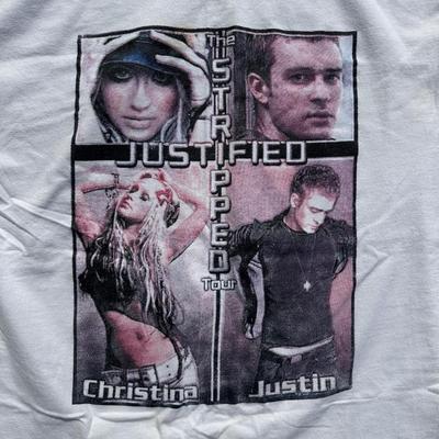 LOT 45B: Vintage Christina Aguilera Stripped Tour And Justin Timberlake Justified Tour T Shirts