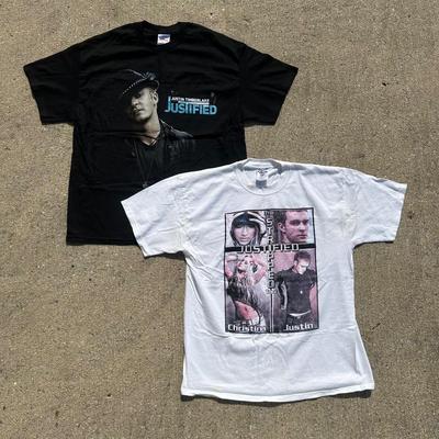LOT 45B: Vintage Christina Aguilera Stripped Tour And Justin Timberlake Justified Tour T Shirts