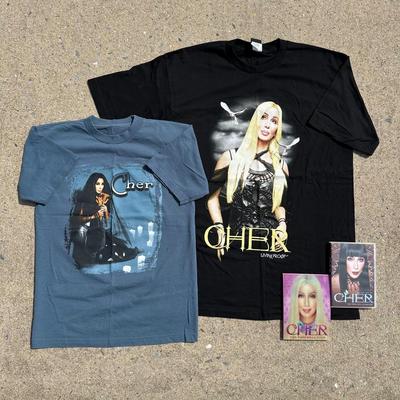 LOT 52A: Vintage Y2K Cher Tour T Shirts & CDs