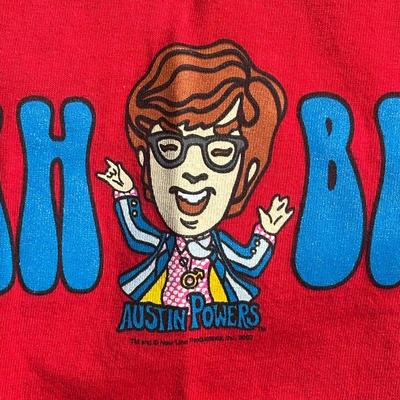 LOT 54A: Two Vintage Austin Powers Movie Promo T Shirts & Mini Me Figure