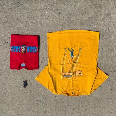 LOT 54A: Two Vintage Austin Powers Movie Promo T Shirts & Mini Me Figure