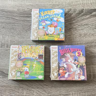 LOT 64L: NIP Nintendo Game Boy Games: Kirby’s Dream Land 2, Tennis & The Bugs Bunny Crazy Castle 2