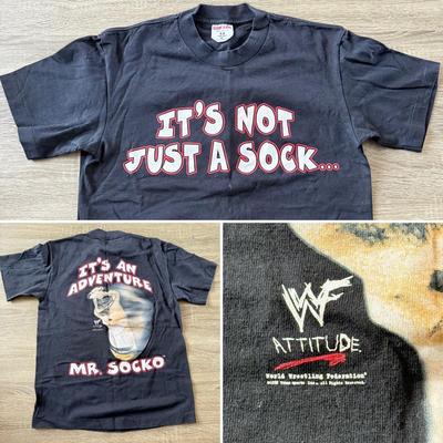 LOT 69W: 1995 WWF Mr. Socko T-Shirt (Medium)