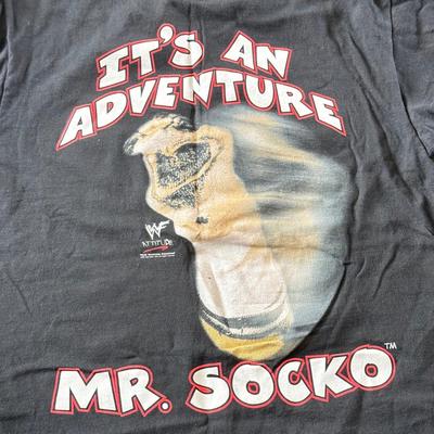 LOT 69W: 1995 WWF Mr. Socko T-Shirt (Medium)