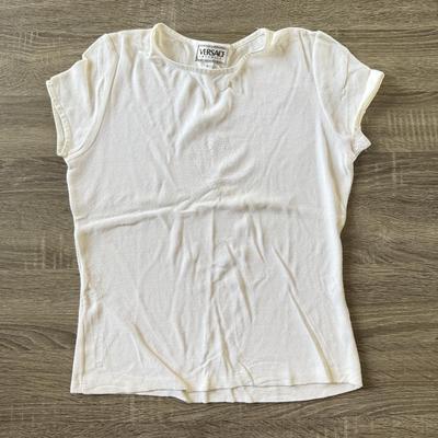 LOT 78A: White Ladies' Versace Intensive Logo Tee (Large)