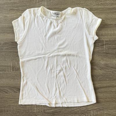 LOT 78A: White Ladies' Versace Intensive Logo Tee (Large)