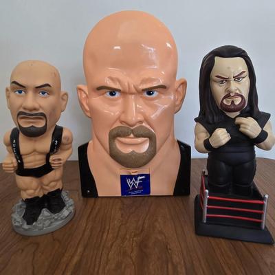 LOT 98B: Steve Austin Safe & Undertaker & Steve Austin Coin Banks