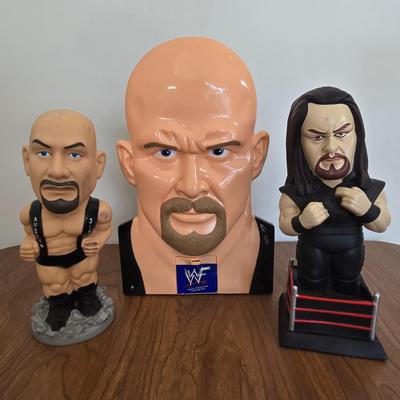 LOT 98B: Steve Austin Safe & Undertaker & Steve Austin Coin Banks