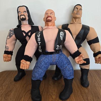 LOT 99B: WWF Undertaker, Steve Austin, & The Rock Wresting Dolls