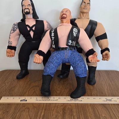 LOT 99B: WWF Undertaker, Steve Austin, & The Rock Wresting Dolls