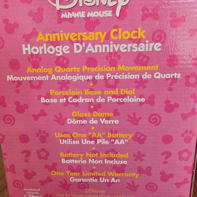 LOT 100A: NIB Disney Minnie and Mickey Anniversary Clocks