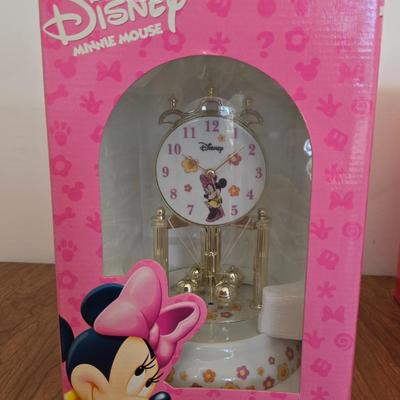 LOT 100A: NIB Disney Minnie and Mickey Anniversary Clocks