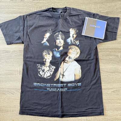 LOT 104A: Y2K Backstreet Boys Black & Blue CD & Tour T-Shirt