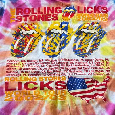 LOT 108A: 2002 Tie Dye The Rolling Stones Licks World Tour T-Shirt (XL)